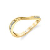 Diamond Wave Wedding Ring with Milgrain