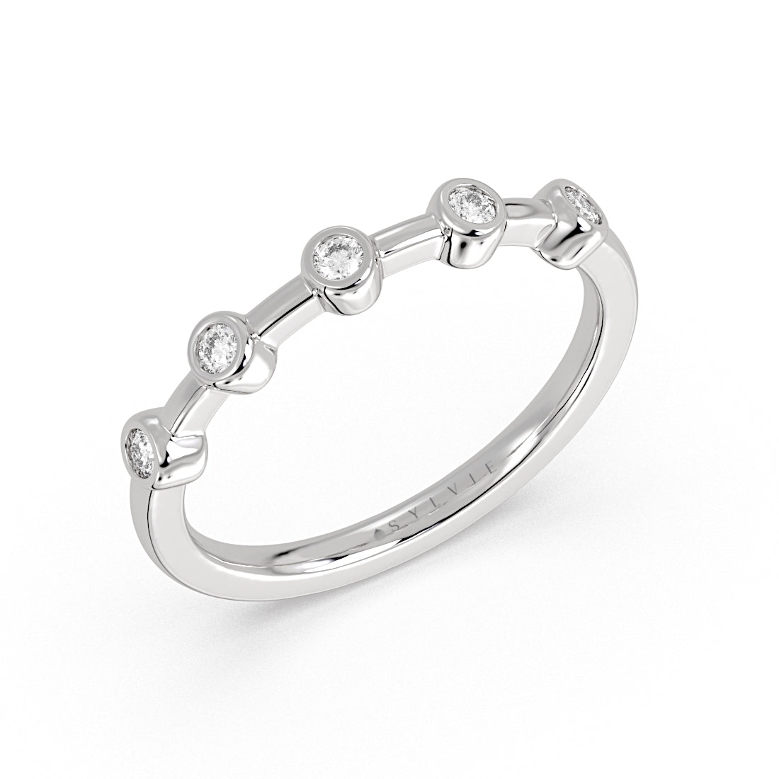 Spaced Round Bezel Diamond Wedding Ring