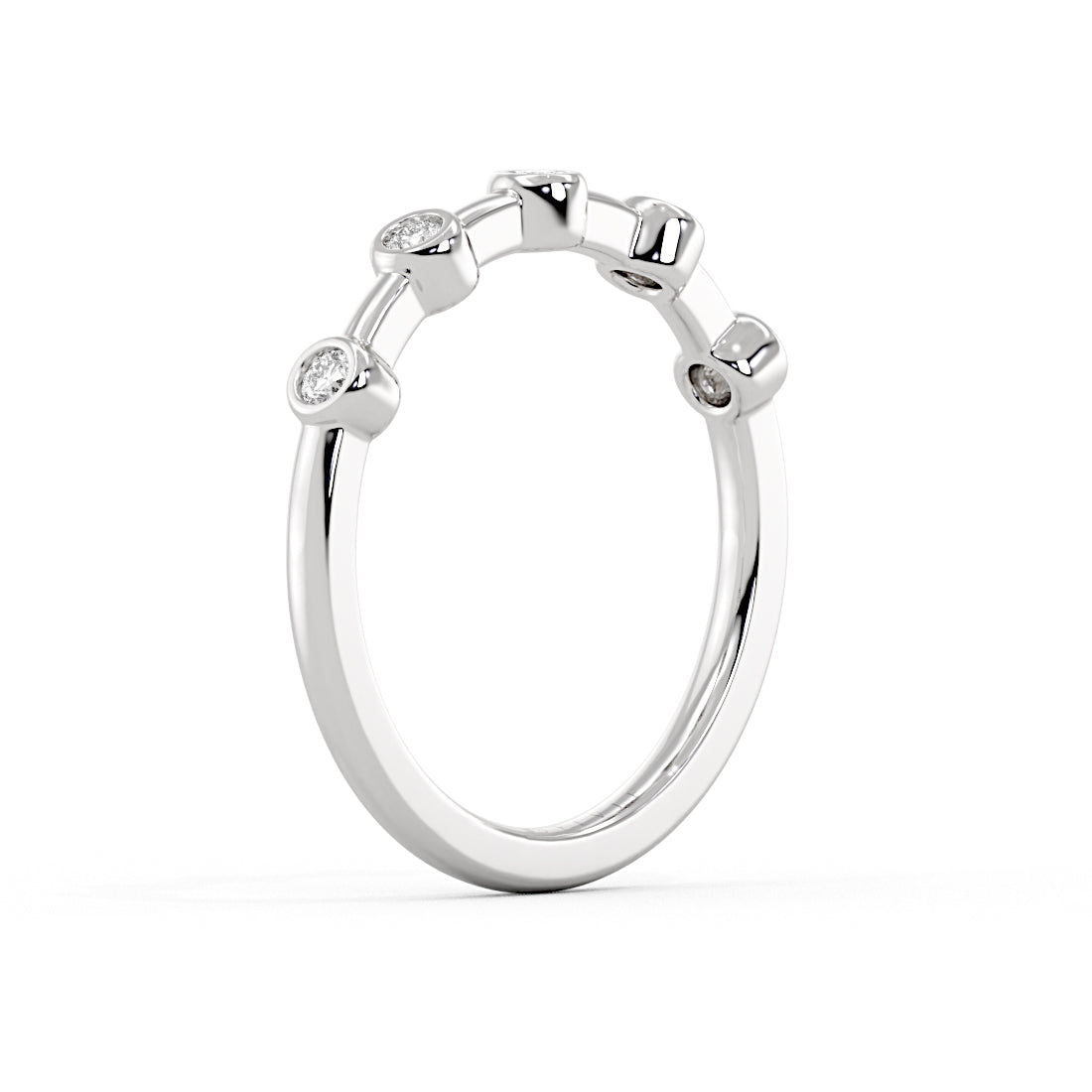 Bezel Set Spaced Diamond Wedding Ring