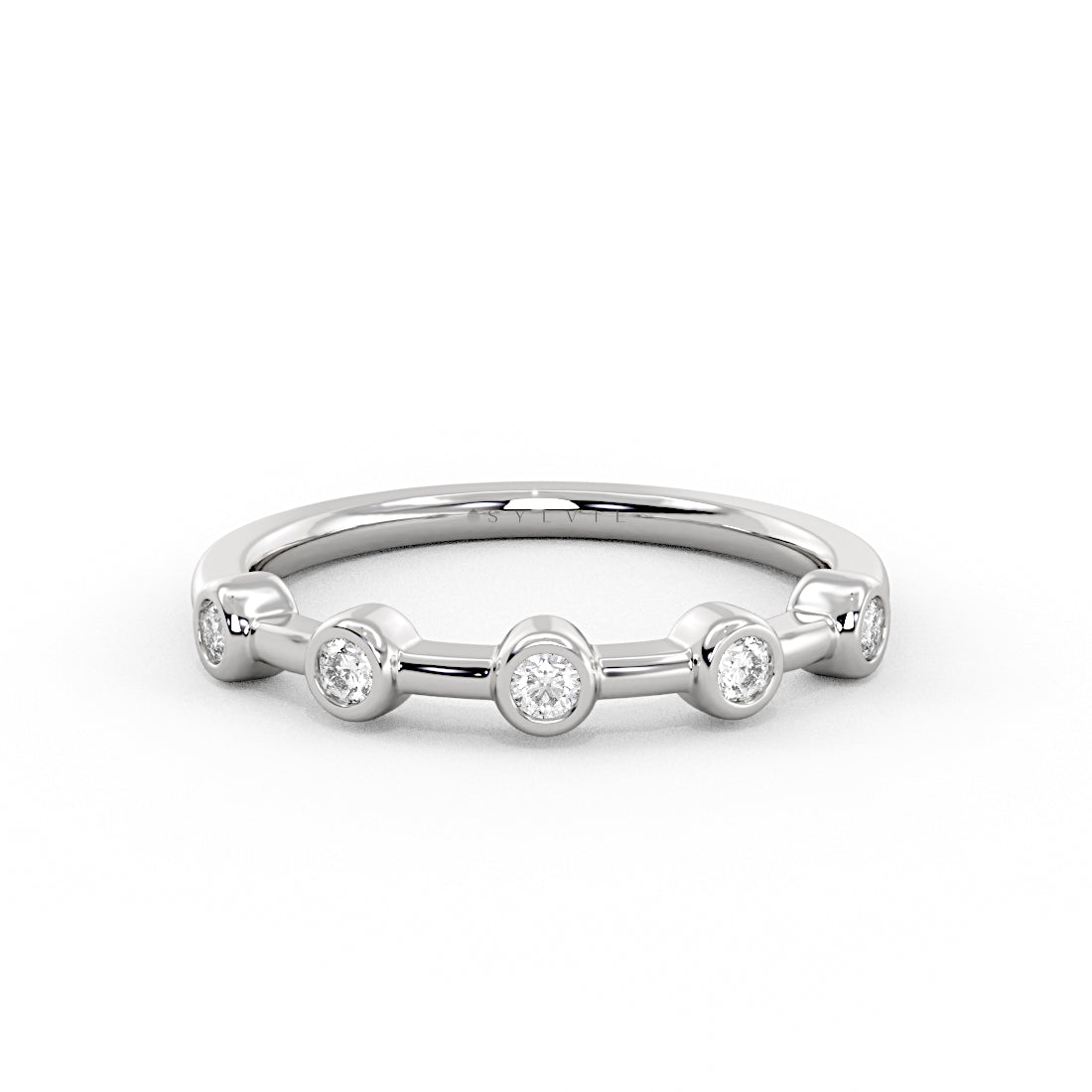 Bezel Set Spaced Diamond Wedding Ring