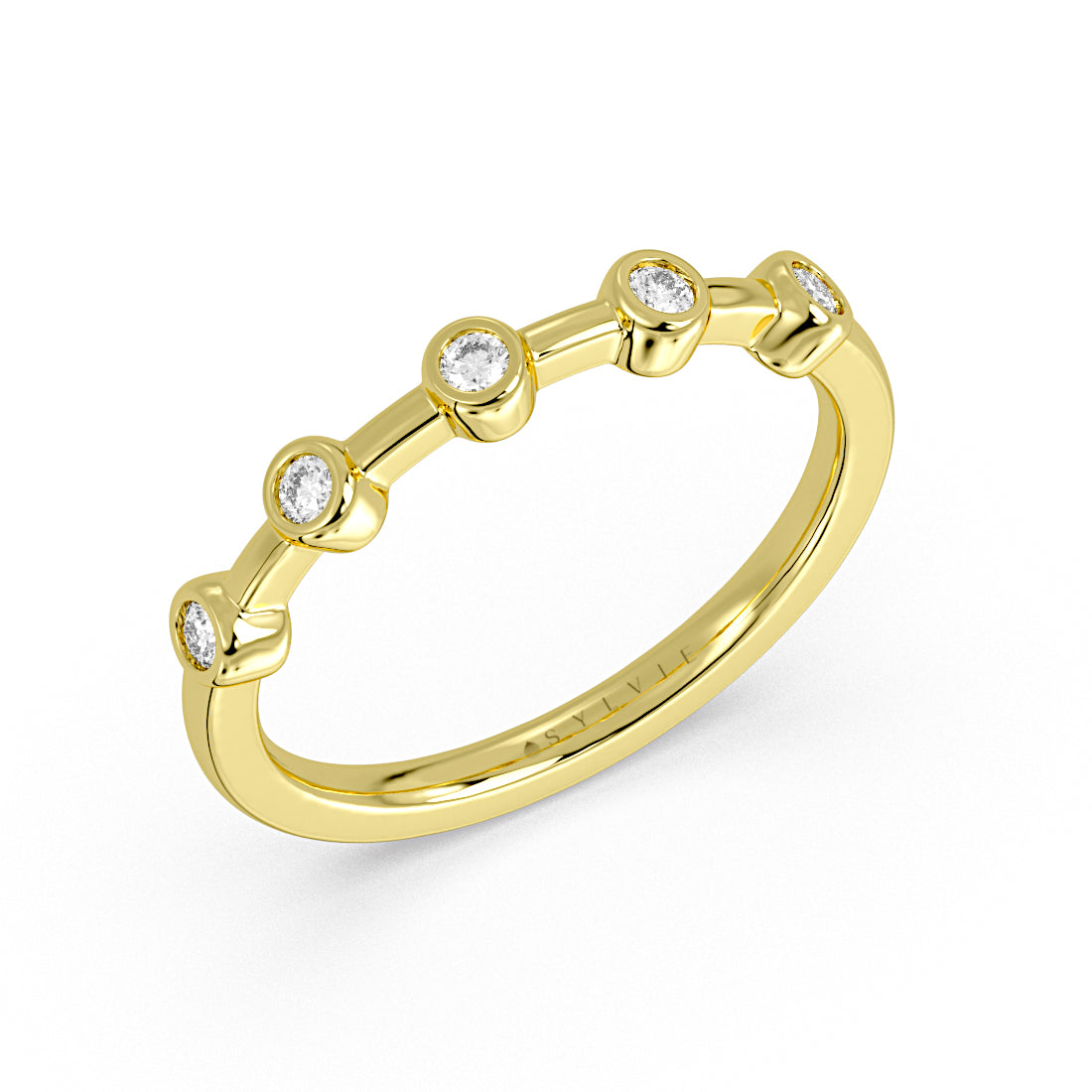 Bezel Set Spaced Diamond Wedding Ring
