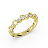 Wavy Half Bezel Diamond Wedding Ring - 0.86 CT