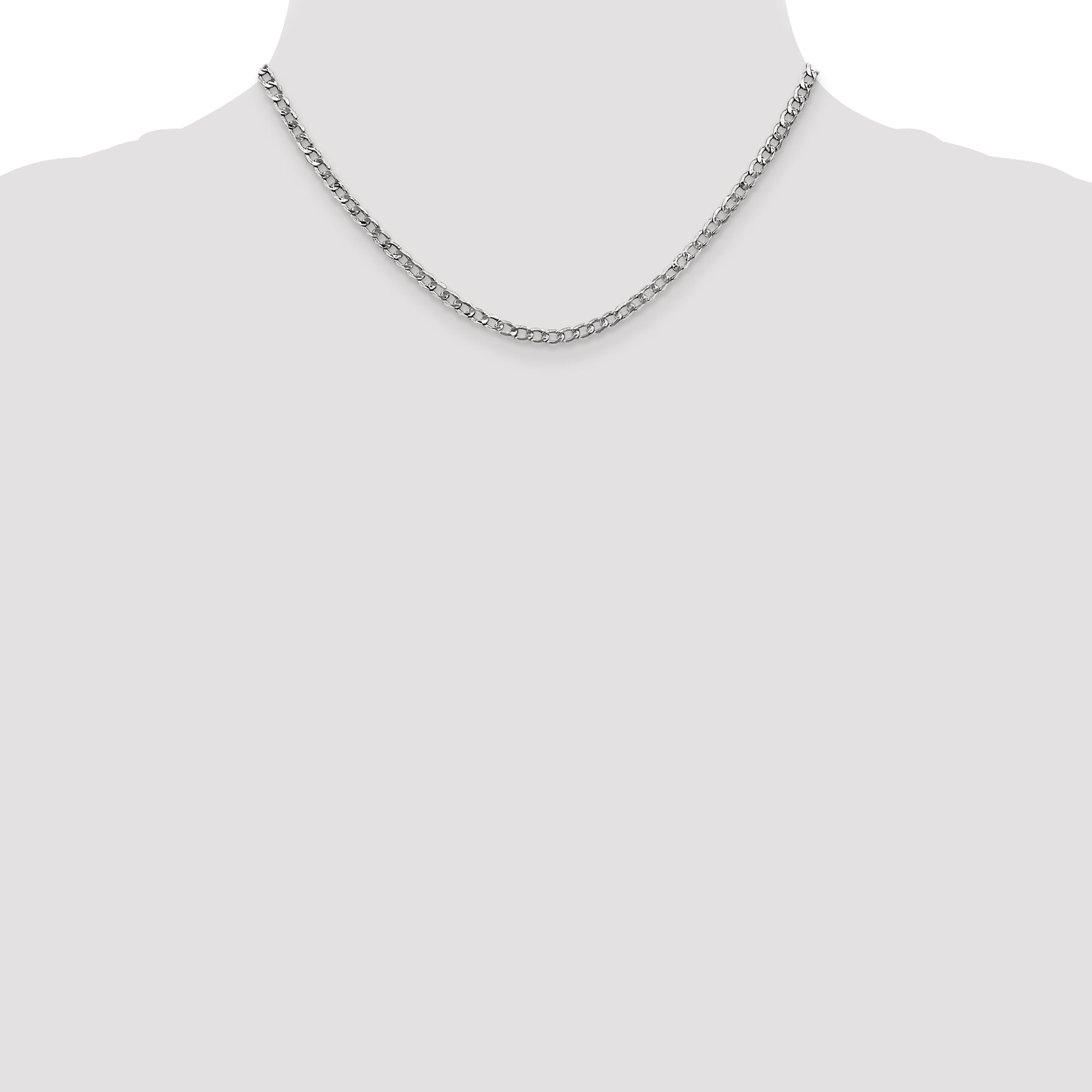 14k White Gold 3.35mm Semi-Solid Curb Chain