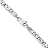 14k White Gold 3.35mm Semi-Solid Curb Chain