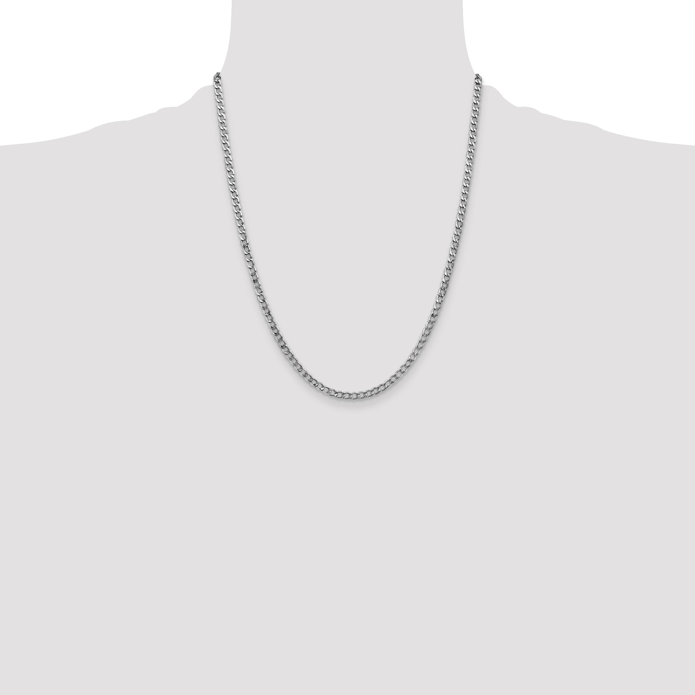 14k White Gold 3.35mm Semi-Solid Curb Chain