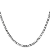 14k White Gold 3.35mm Semi-Solid Curb Chain