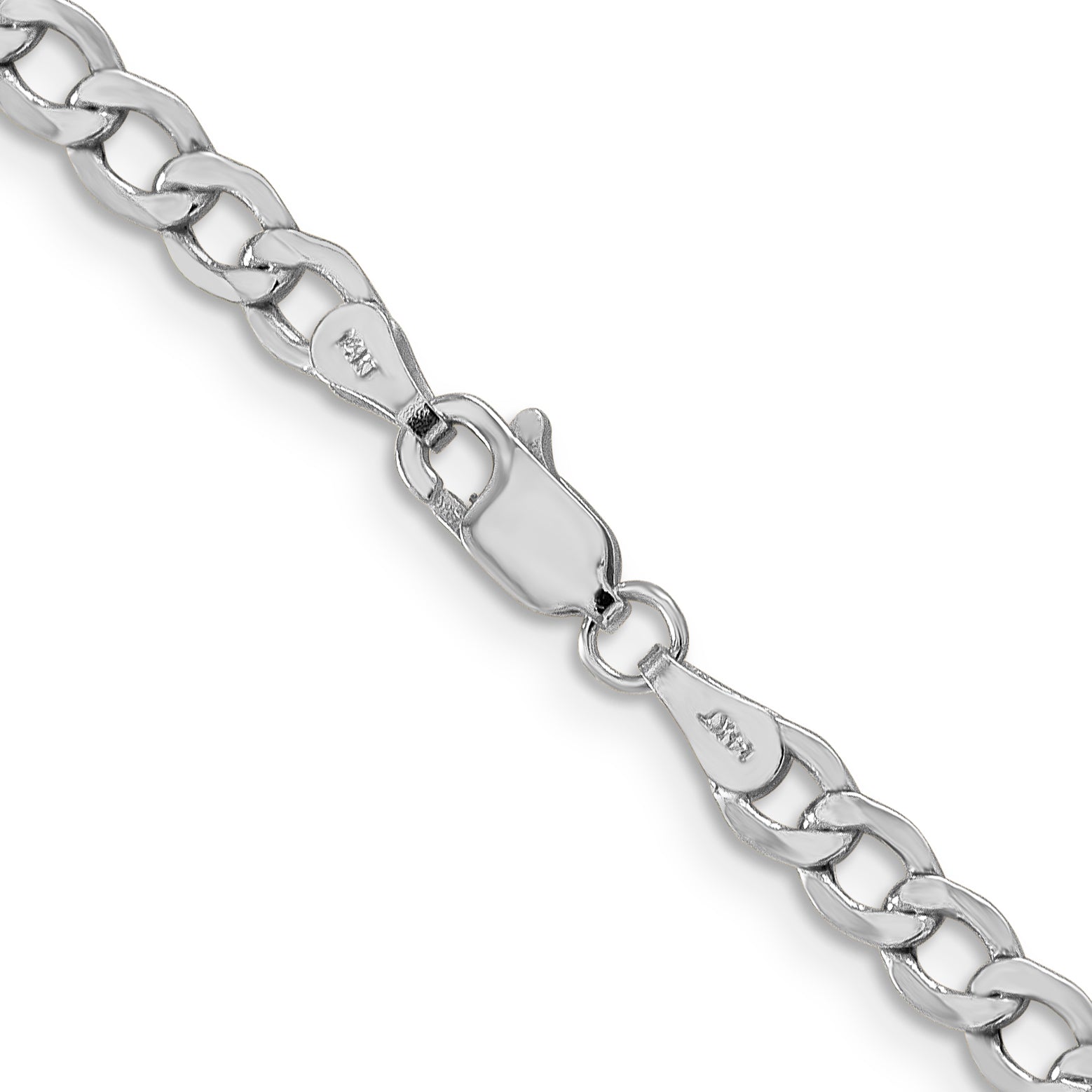 14k White Gold 4.3mm Semi-Solid Curb Chain