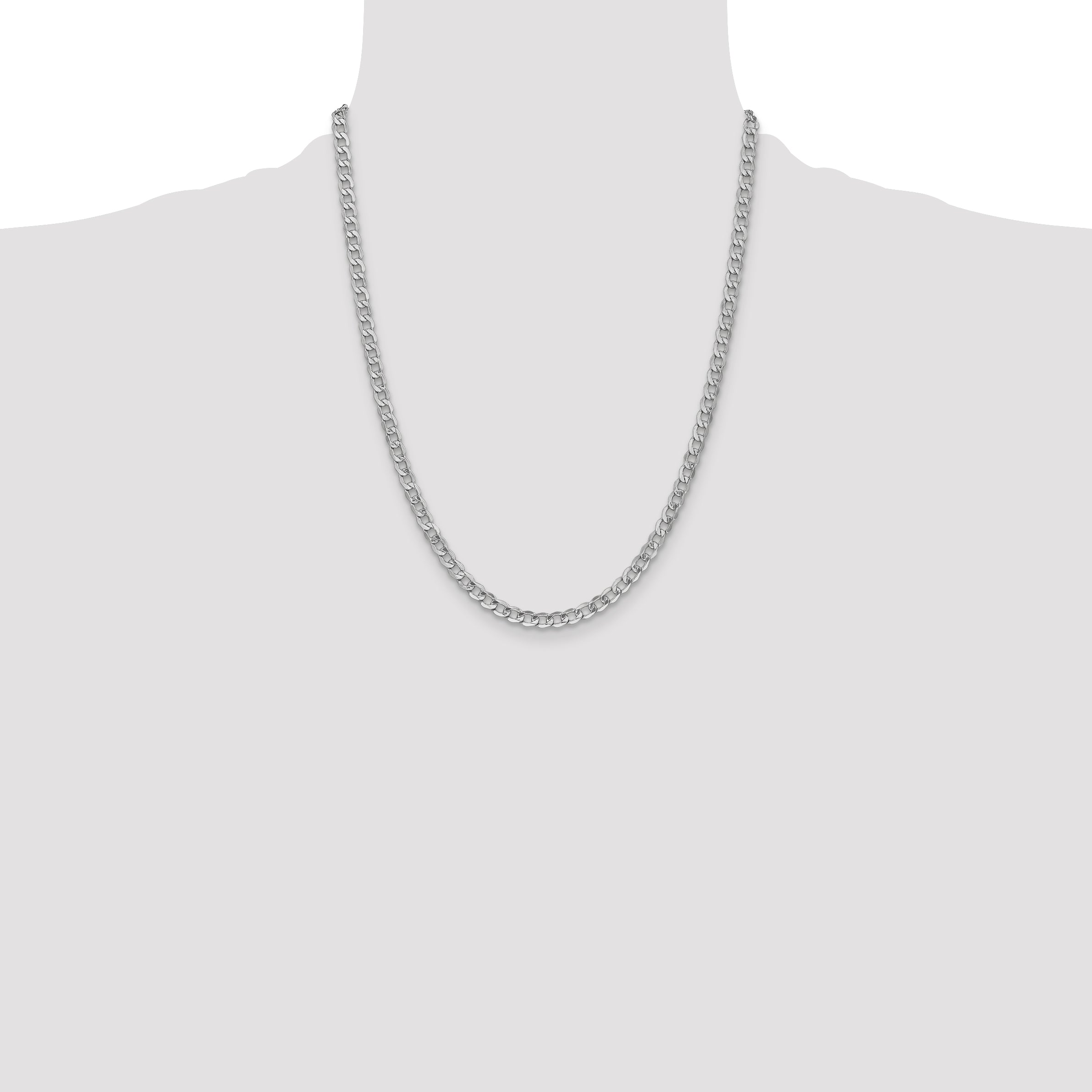 14k White Gold 4.3mm Semi-Solid Curb Chain