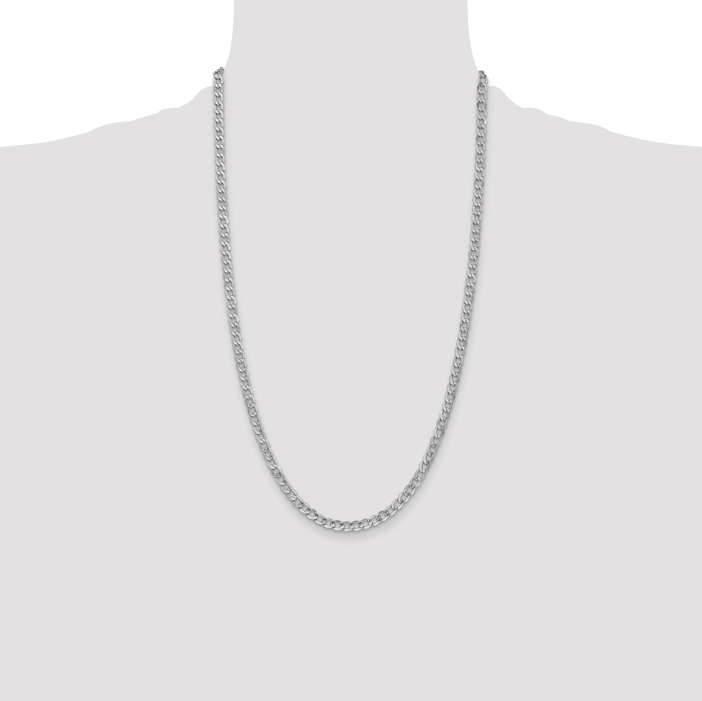 14k White Gold 4.3mm Semi-Solid Curb Chain