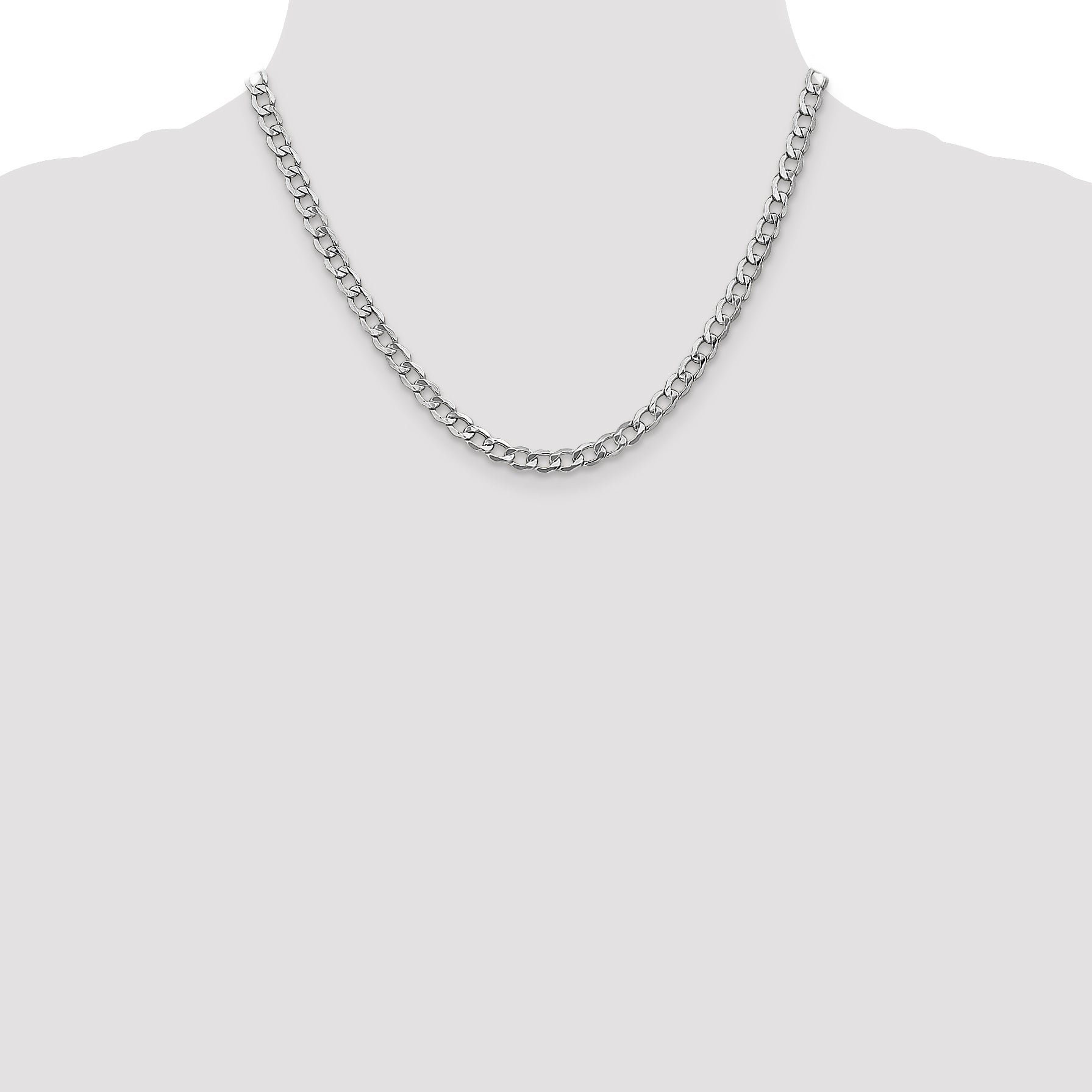 14k White Gold 5.25mm Semi-Solid Curb Chain