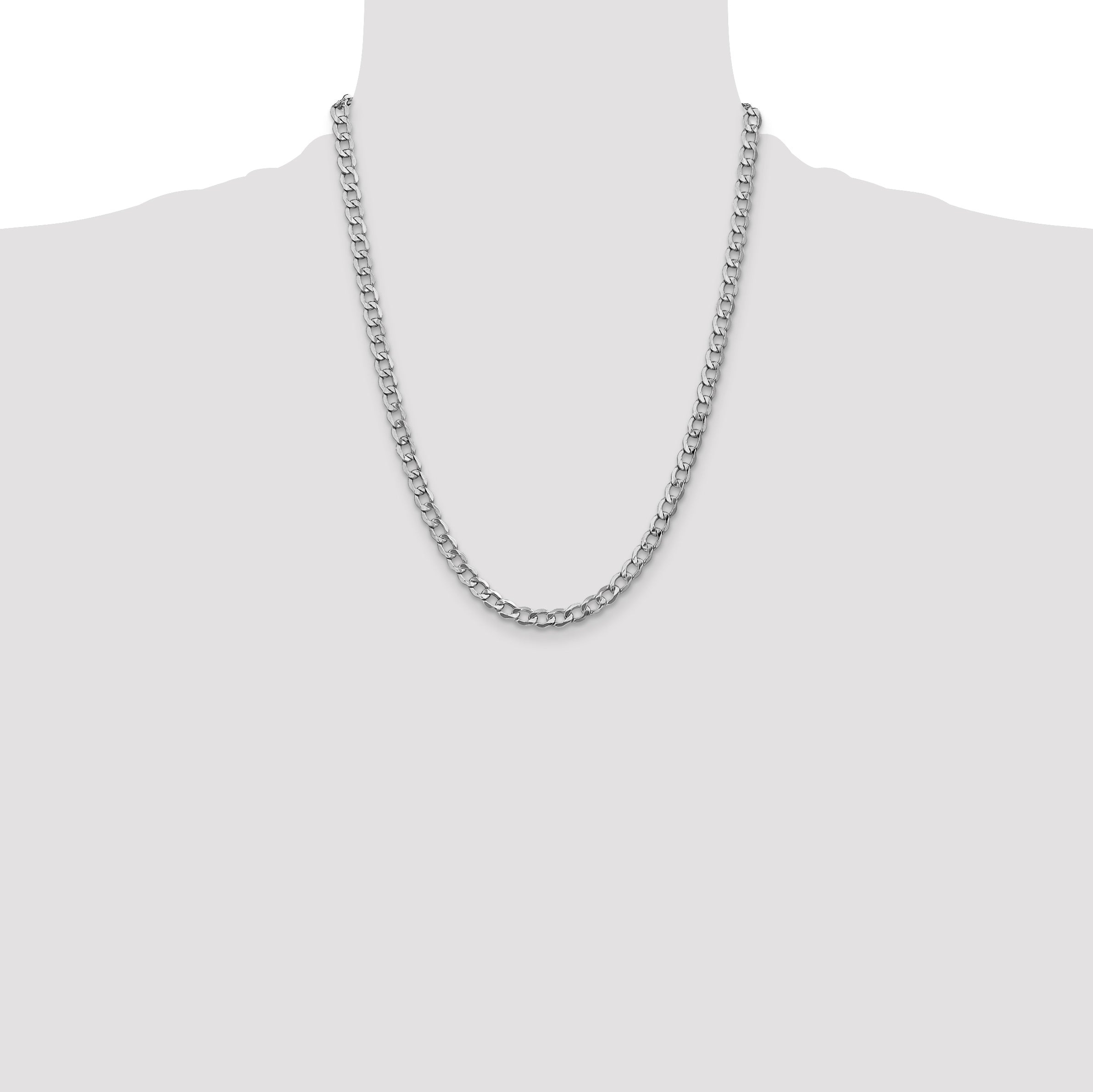 14k White Gold 5.25mm Semi-Solid Curb Chain