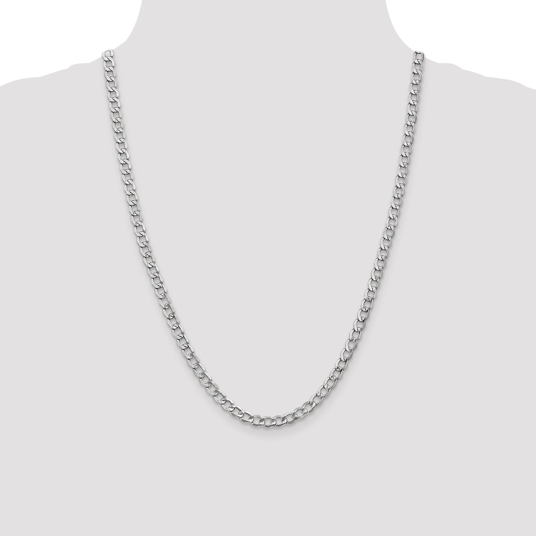 14k White Gold 5.25mm Semi-Solid Curb Chain