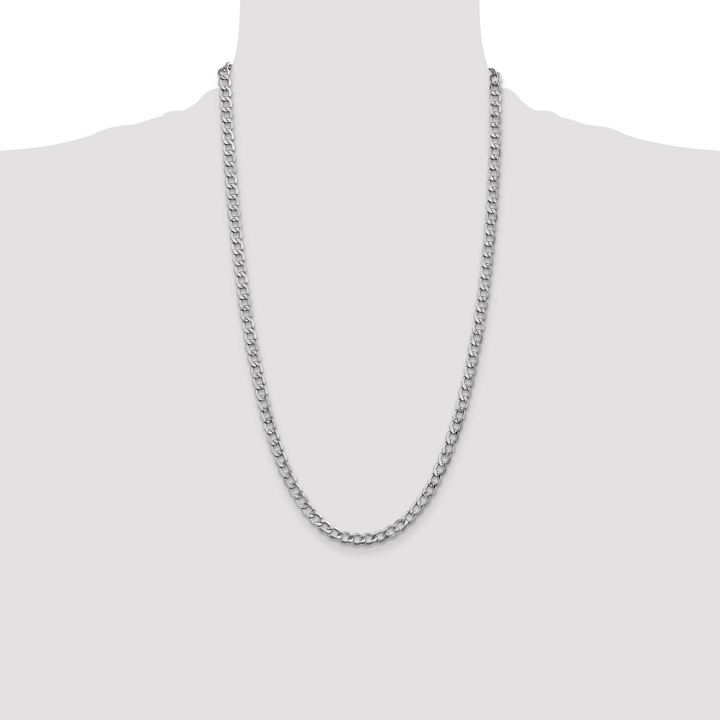 14k White Gold 5.25mm Semi-Solid Curb Chain