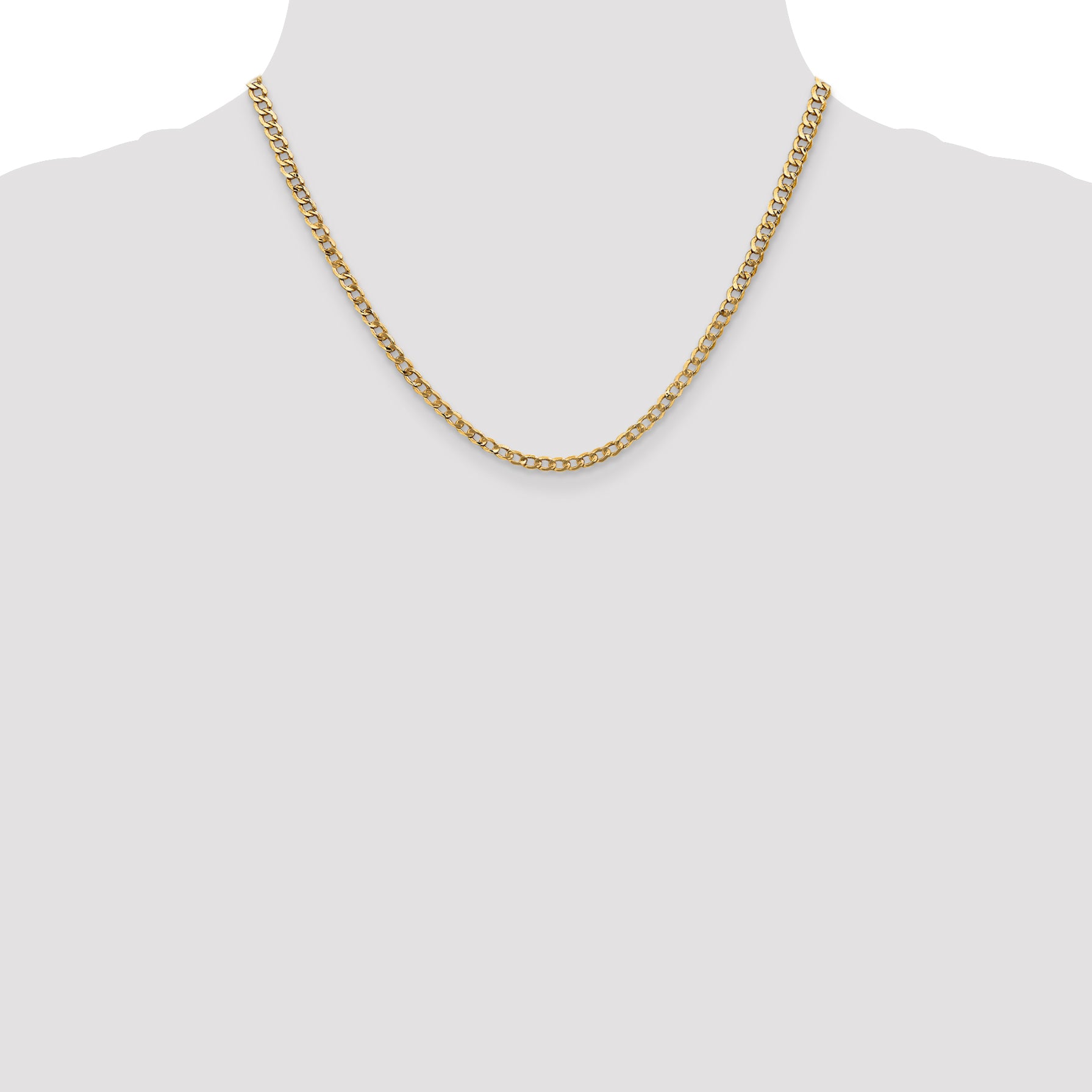 14k 3.35mm Semi-Solid Curb Chain
