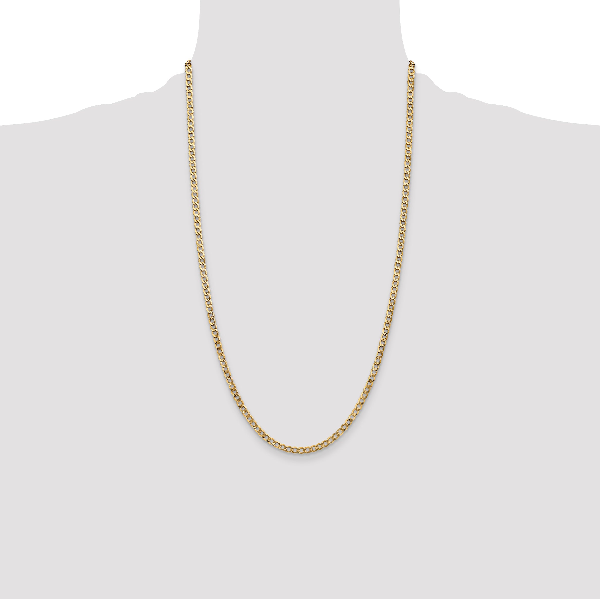 14k 3.35mm Semi-Solid Curb Chain