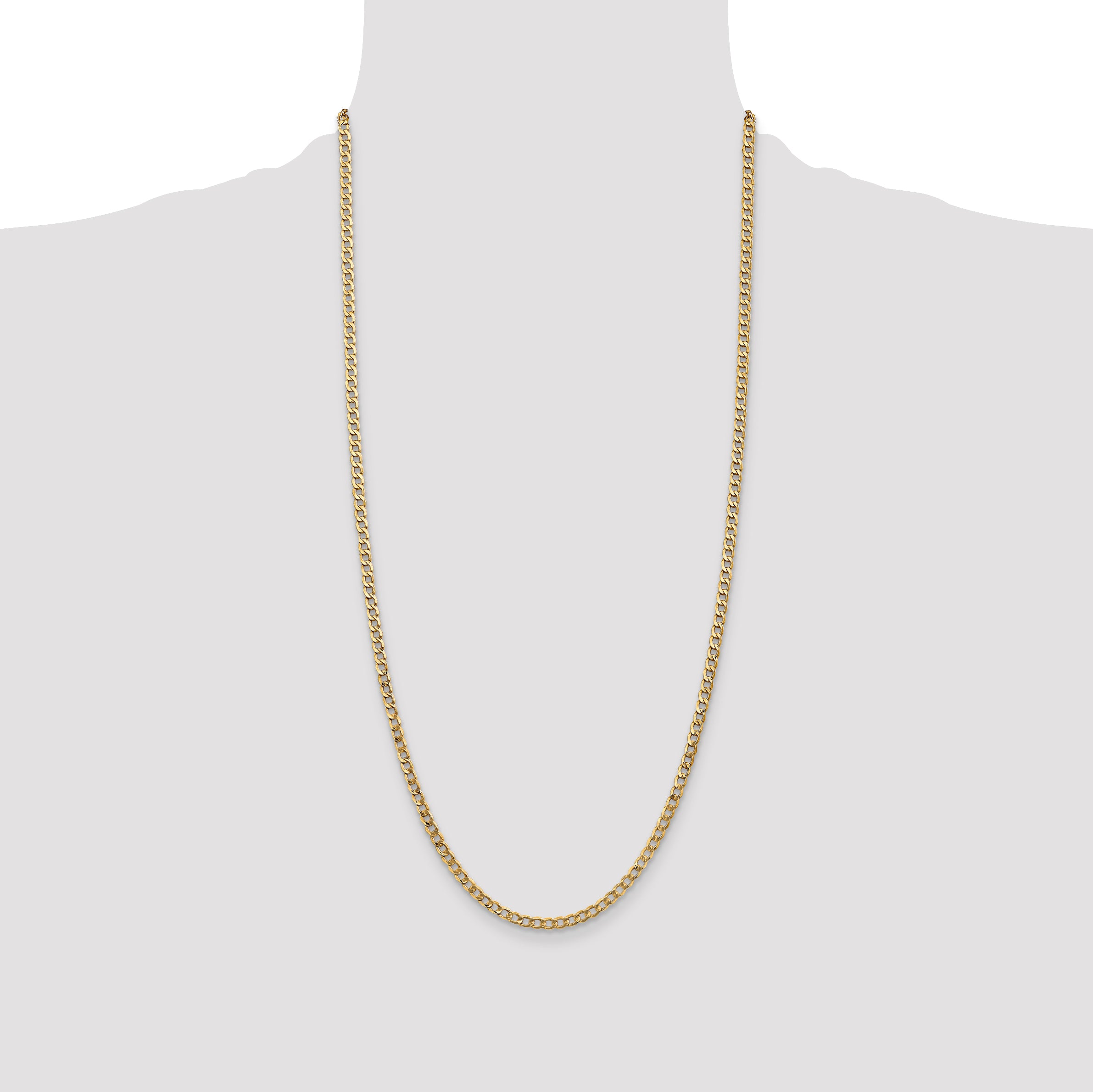 14k 3.35mm Semi-Solid Curb Chain