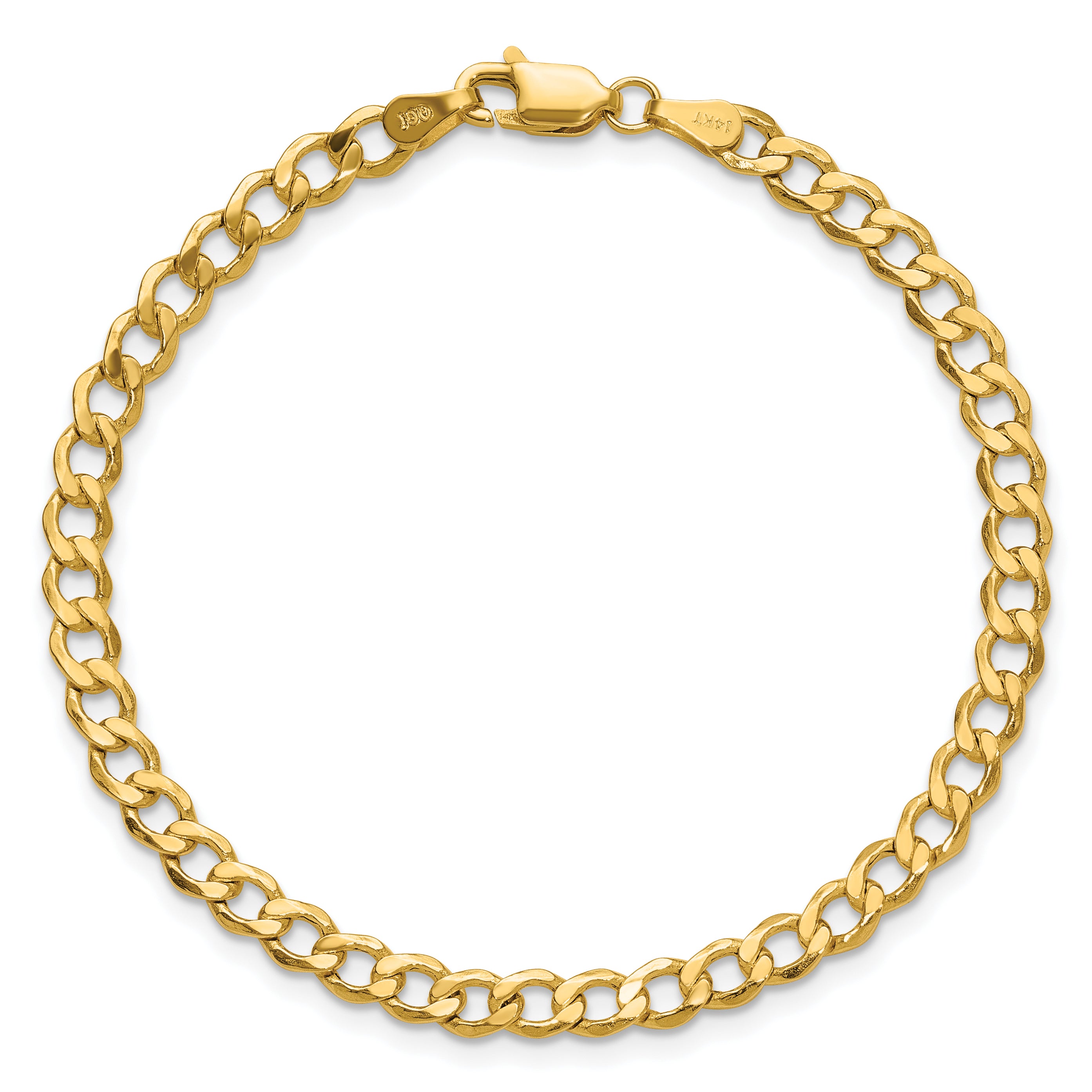14k 4.3mm Semi-Solid Curb Chain Anklet