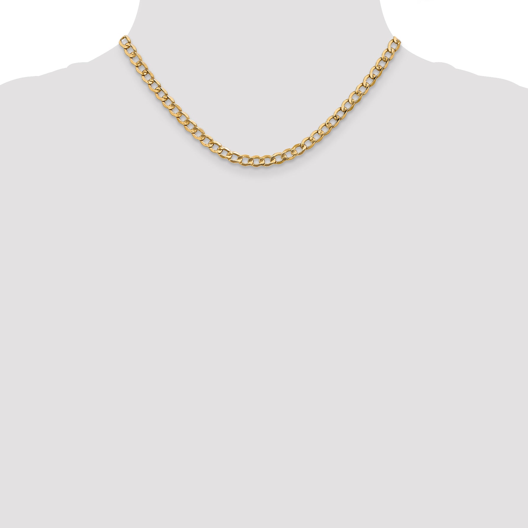 14k 5.25mm Semi-Solid Curb Chain
