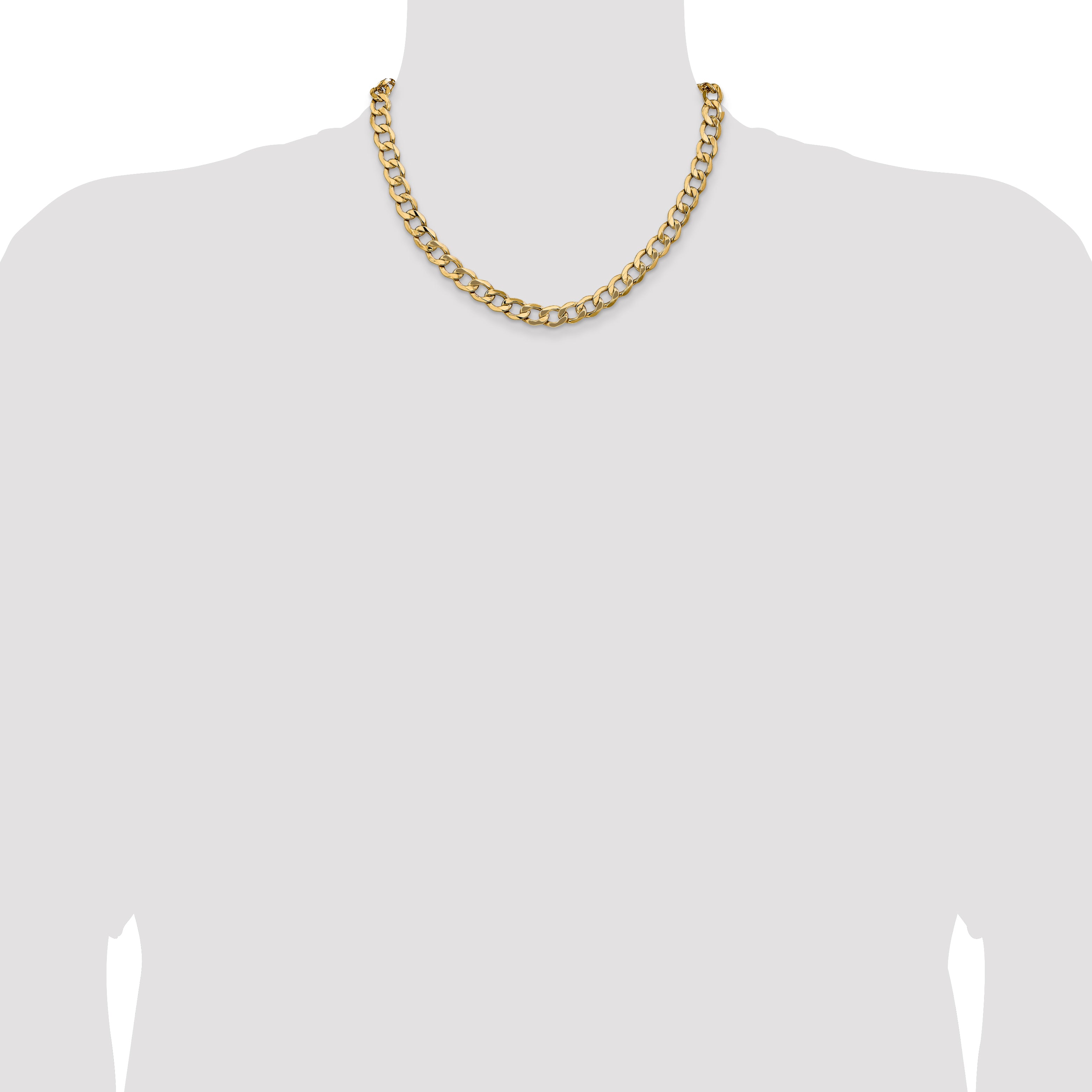 14k 9mm Semi-Solid Curb Chain