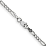 14k White Gold 2.5mm Semi-Solid Figaro Chain