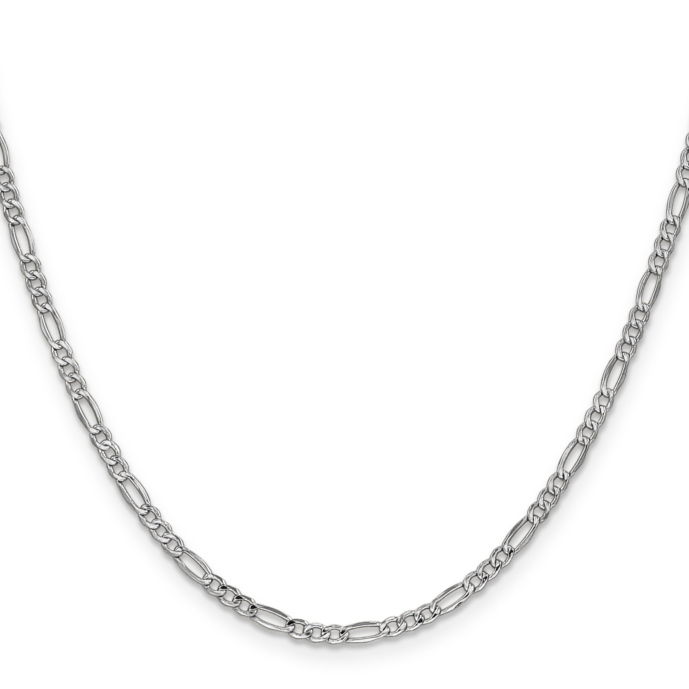 14k White Gold 2.5mm Semi-Solid Figaro Chain