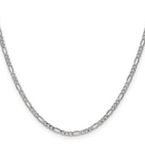 14k White Gold 2.5mm Semi-Solid Figaro Chain