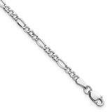 14k White Gold 2.5mm Semi-Solid Figaro Chain