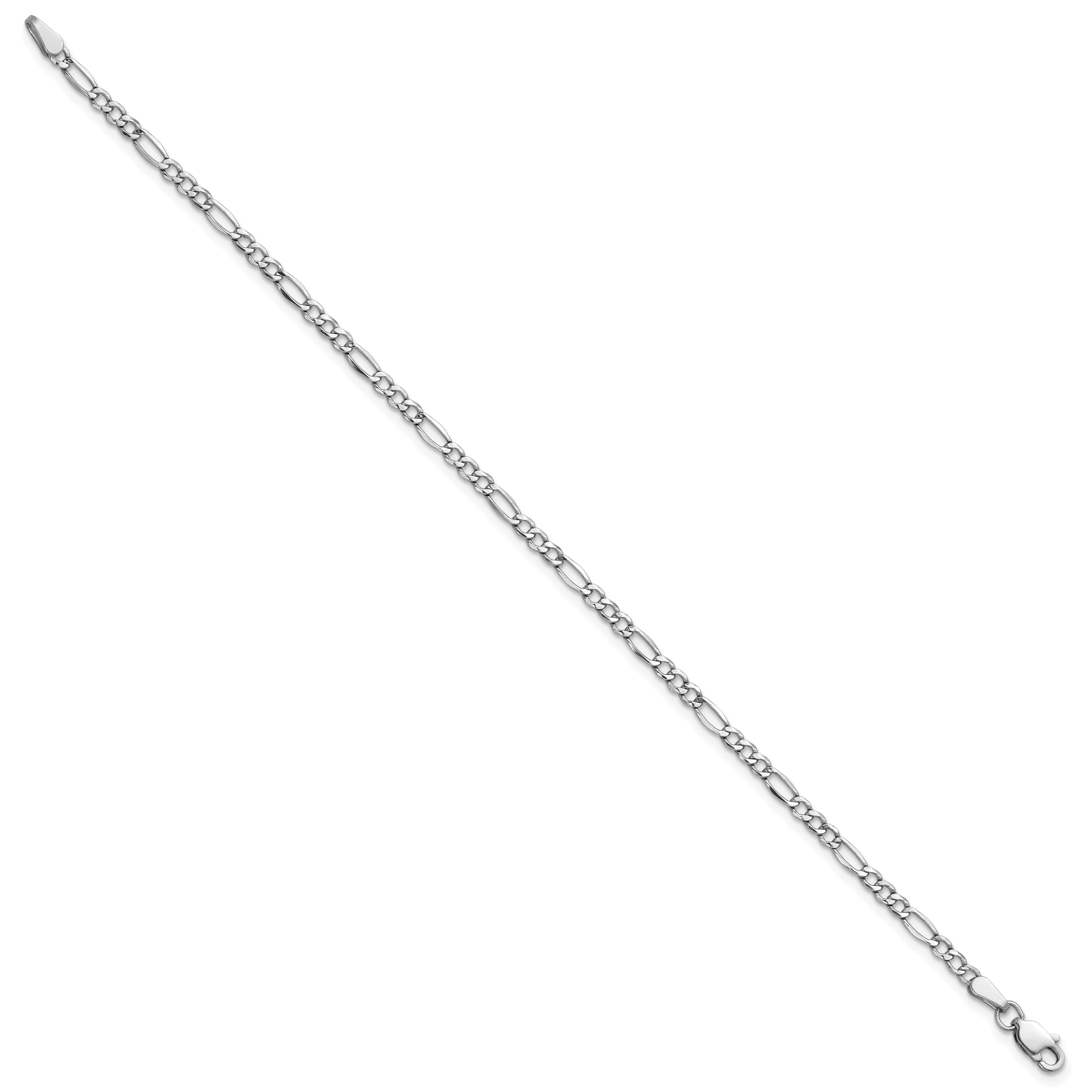 14k White Gold 2.5mm Semi-Solid Figaro Chain