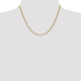 14k 2.5mm Semi-Solid Figaro Chain