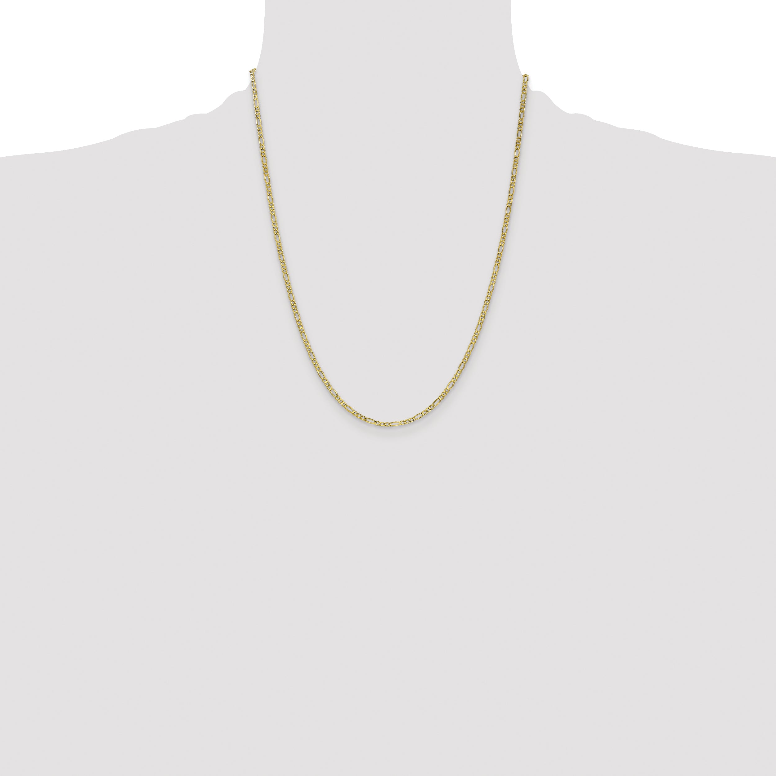 14k 2.5mm Semi-Solid Figaro Chain