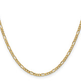 14k 2.5mm Semi-Solid Figaro Chain