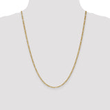 14k 2.5mm Semi-Solid Figaro Chain