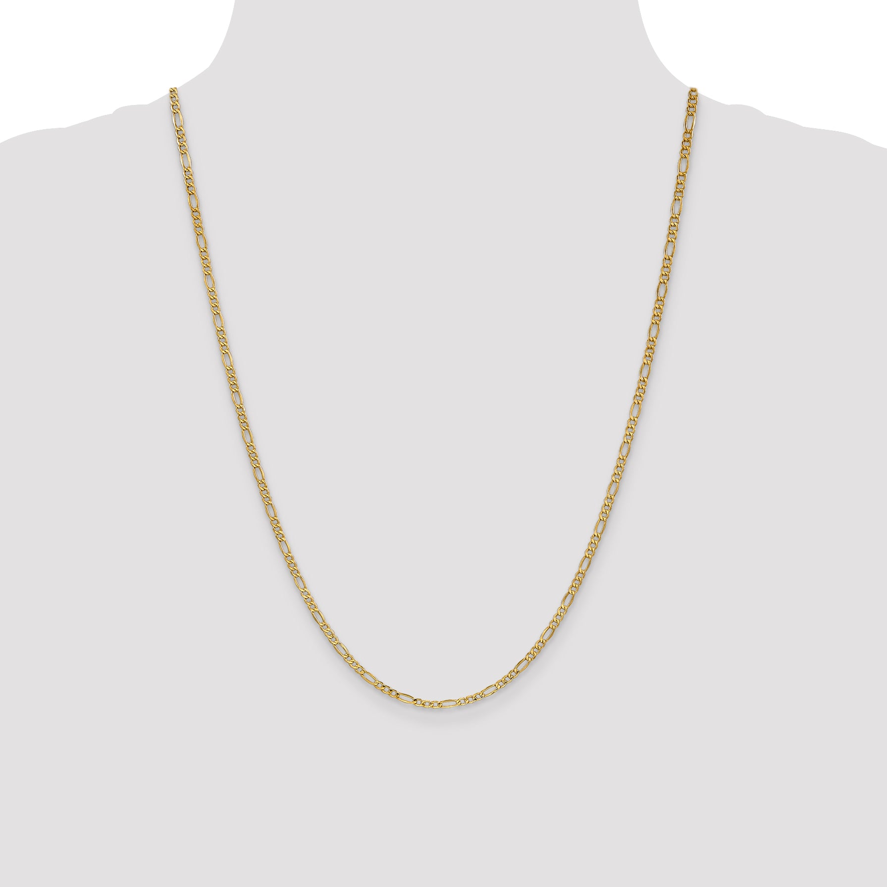 14k 2.5mm Semi-Solid Figaro Chain