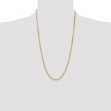 14k 2.5mm Semi-Solid Figaro Chain