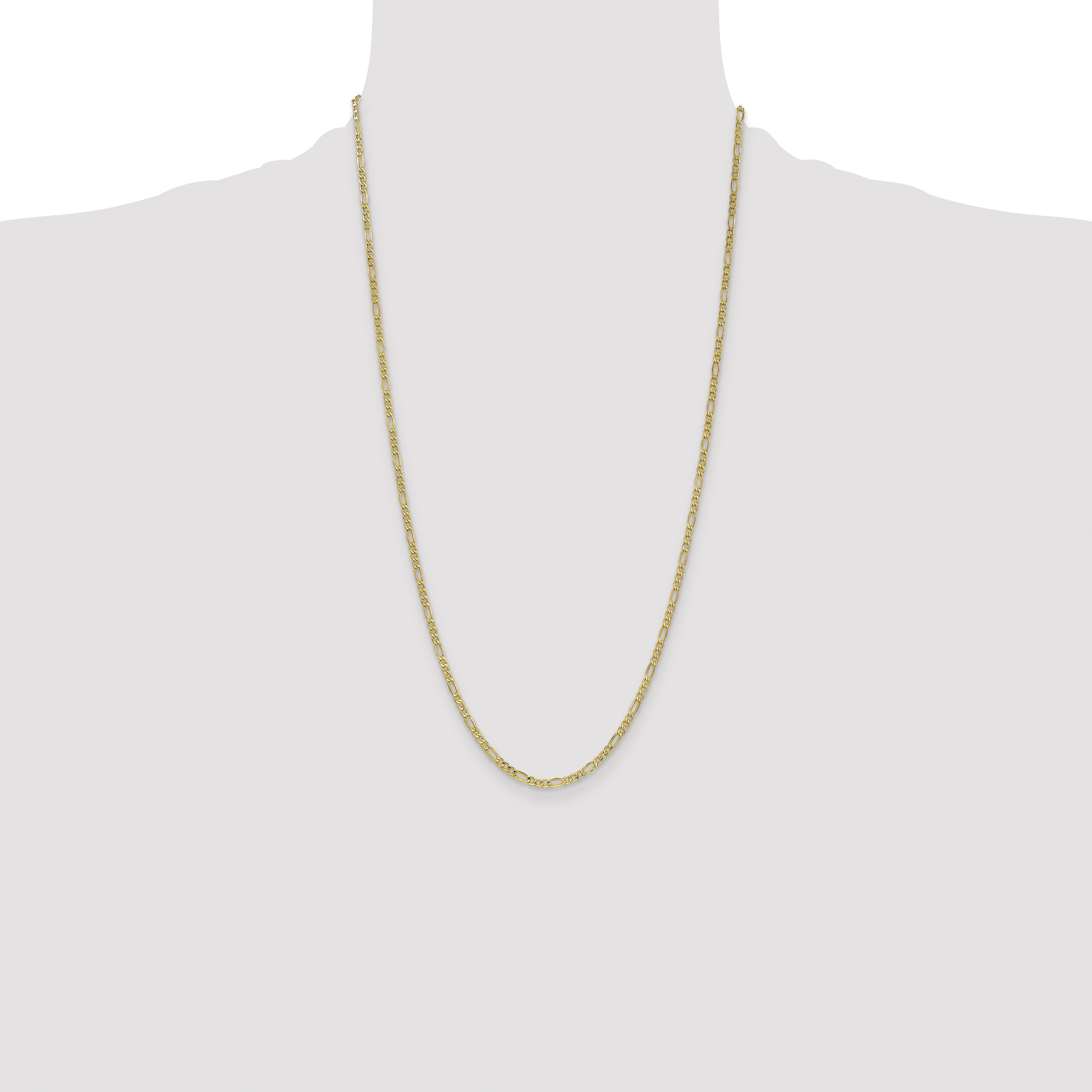 14k 2.5mm Semi-Solid Figaro Chain