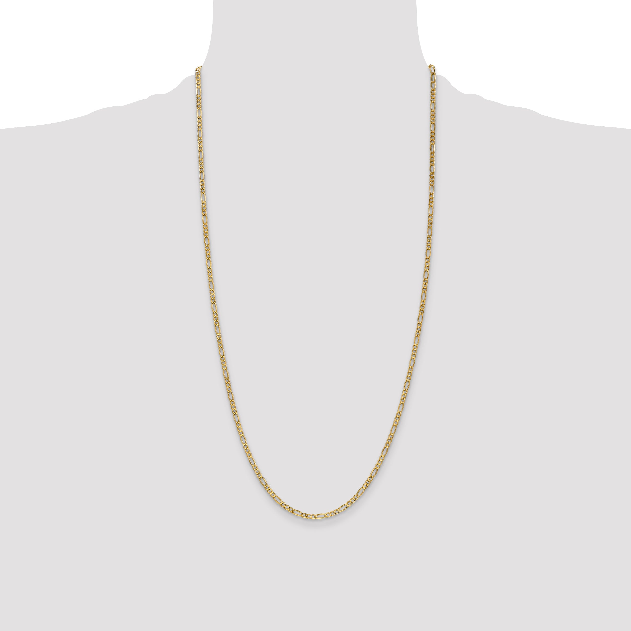 14k 2.5mm Semi-Solid Figaro Chain