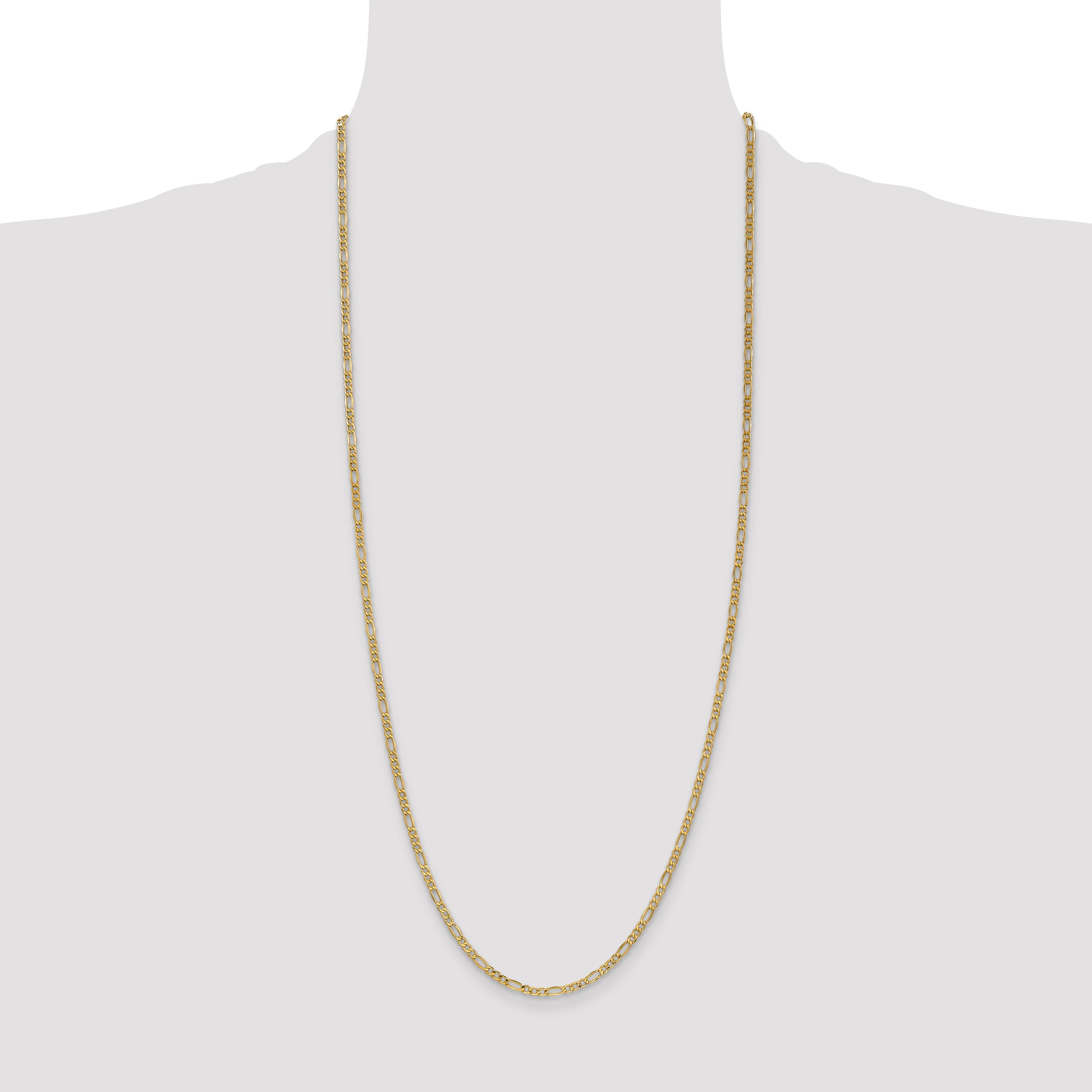 14k 2.5mm Semi-Solid Figaro Chain