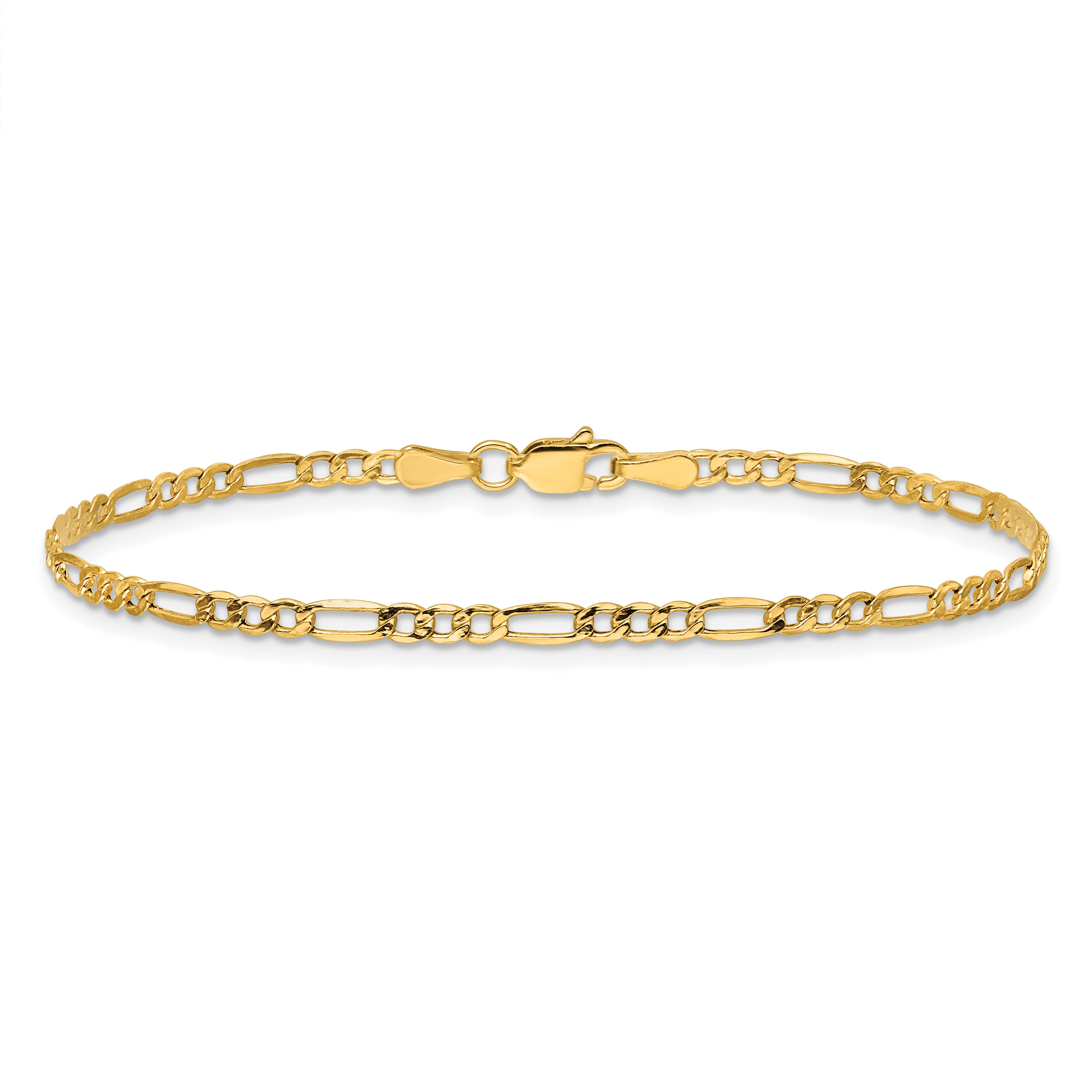 14k 2.5mm Semi-Solid Figaro Chain
