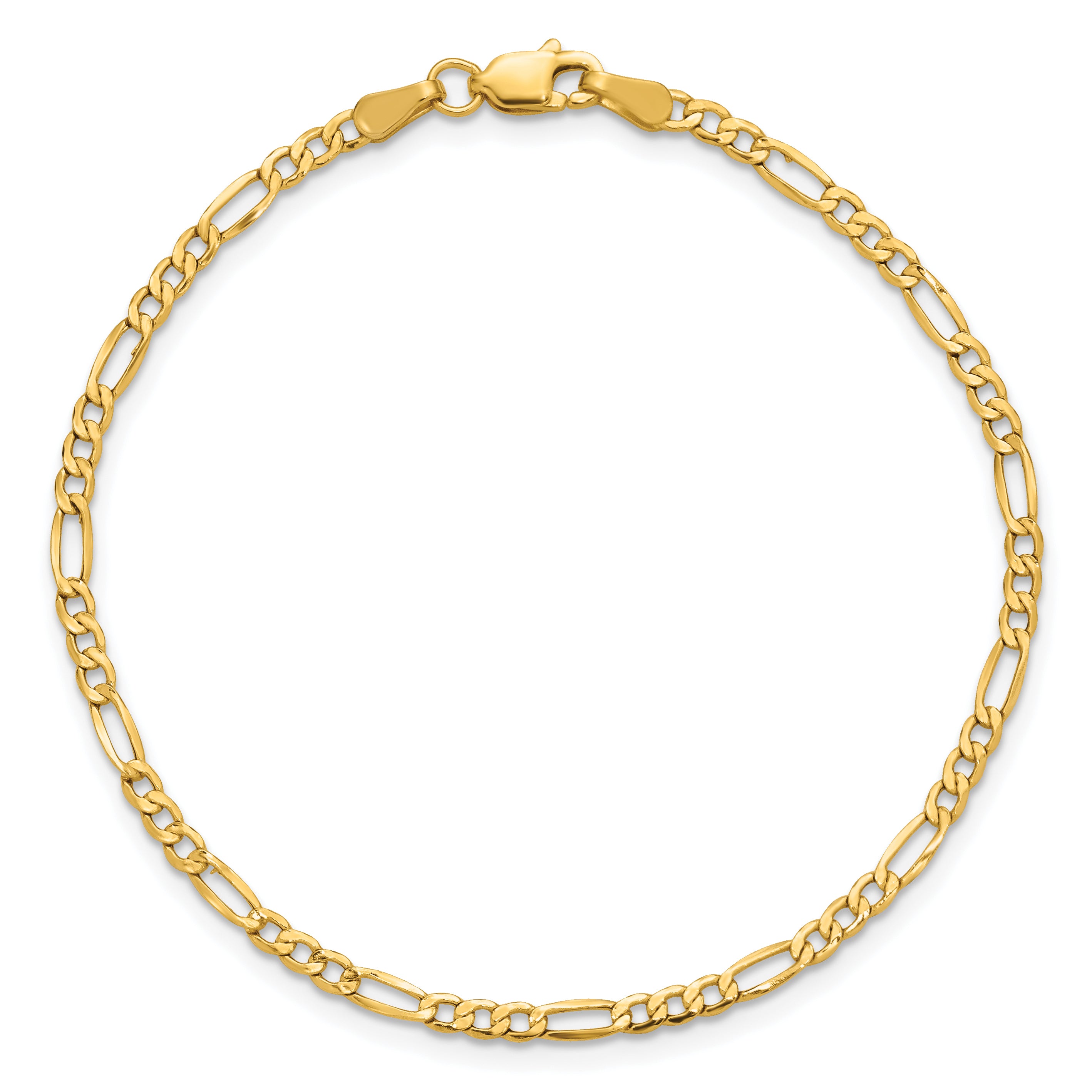 14k 2.5mm Semi-Solid Figaro Chain