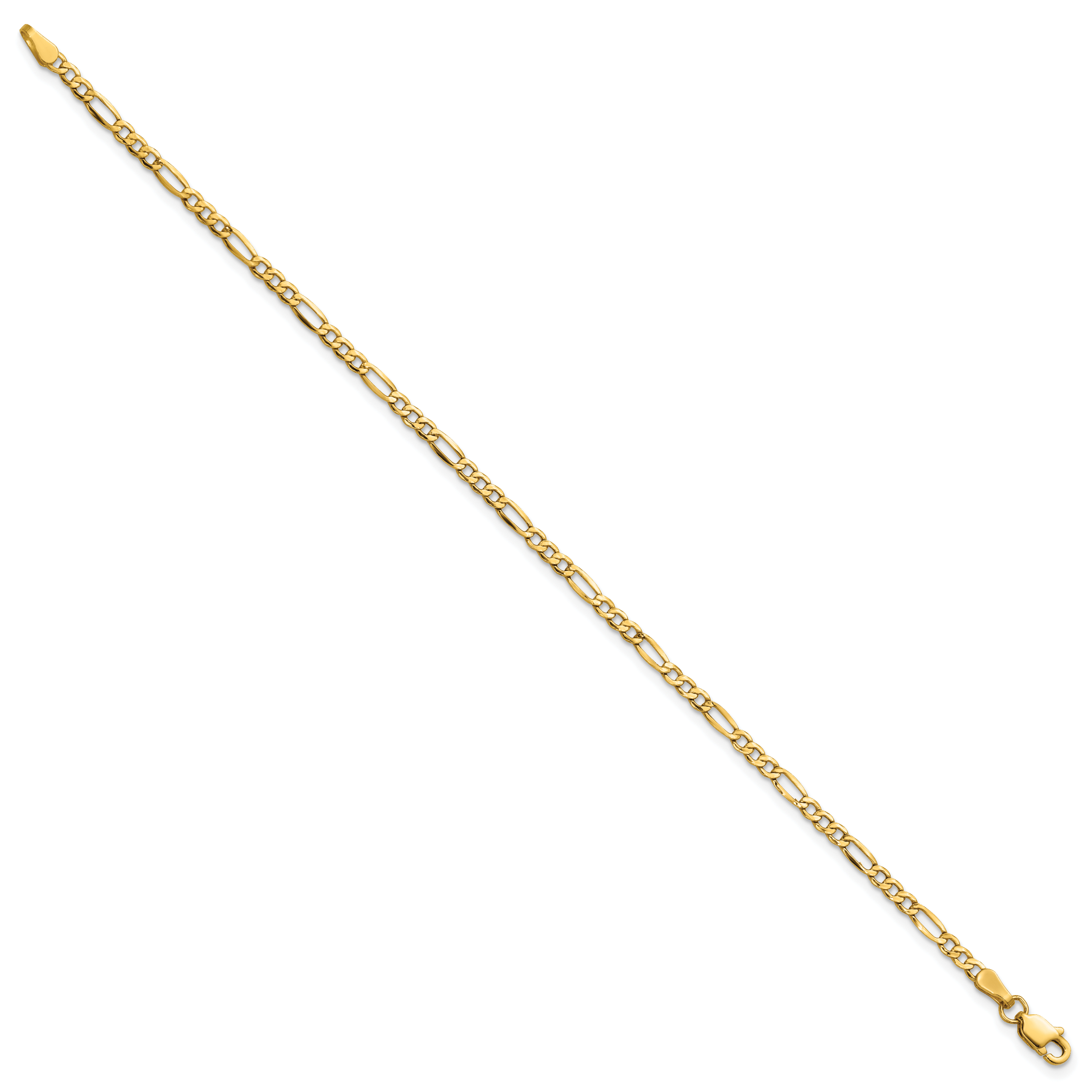 14k 2.5mm Semi-Solid Figaro Chain Anklet