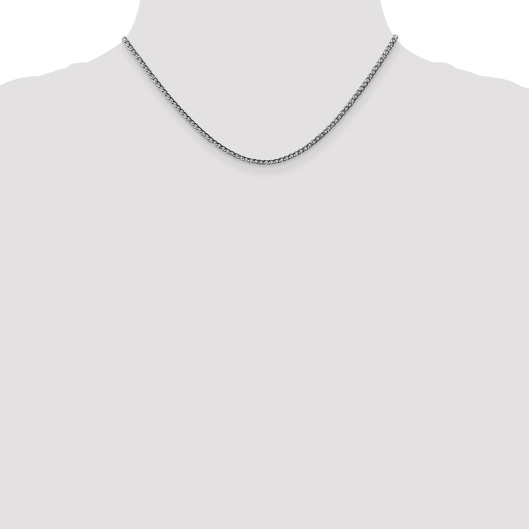 14k White Gold 2.5mm Semi-Solid Curb Chain
