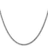 14k White Gold 2.5mm Semi-Solid Curb Chain