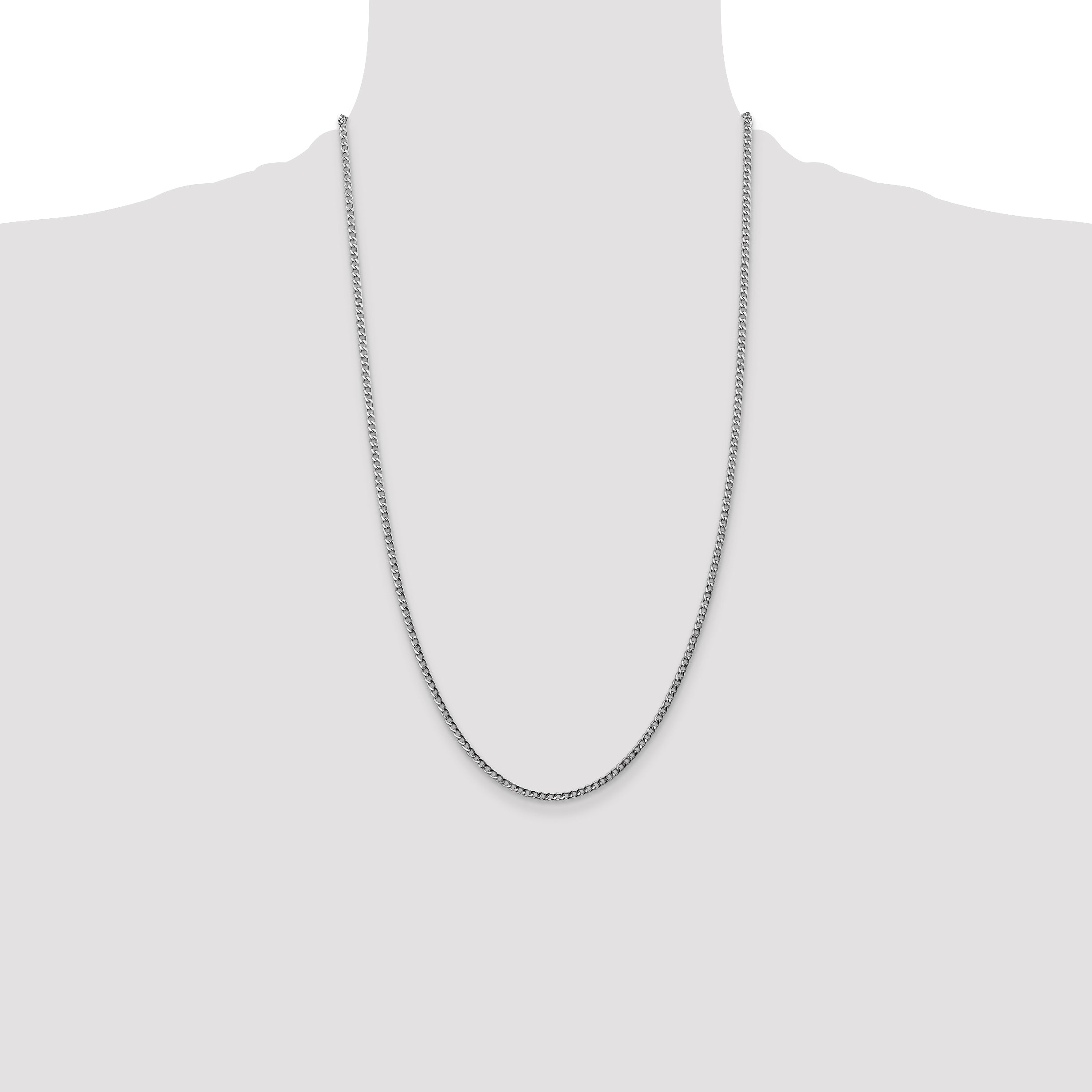 14k White Gold 2.5mm Semi-Solid Curb Chain
