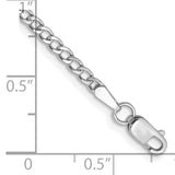 14k White Gold 2.5mm Semi-Solid Curb Chain