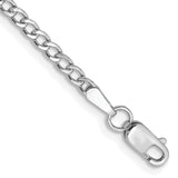 14k White Gold 2.5mm Semi-Solid Curb Chain