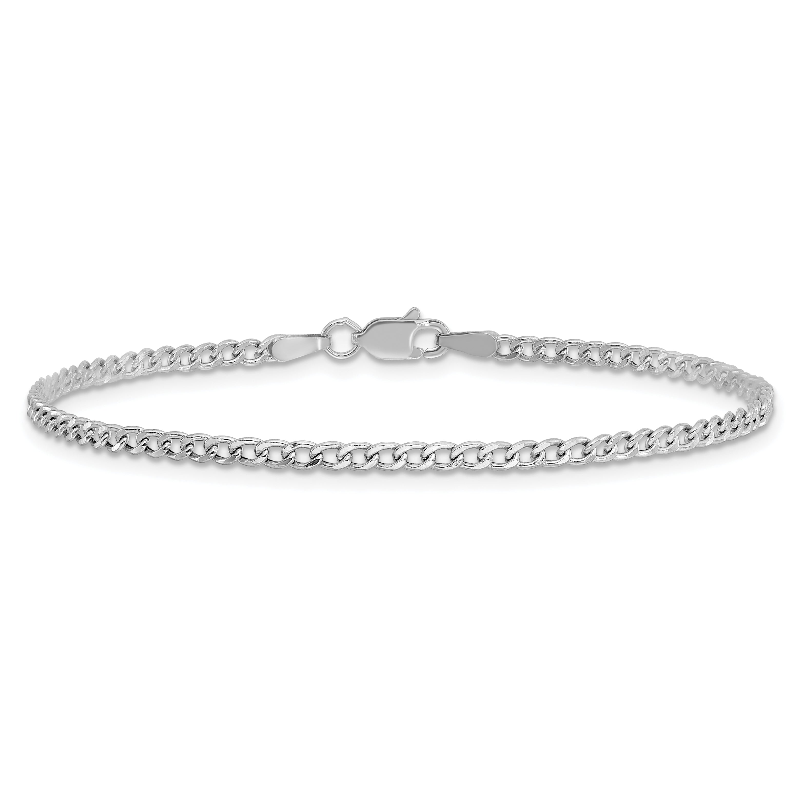 14k White Gold 2.5mm Semi-Solid Curb Chain Anklet