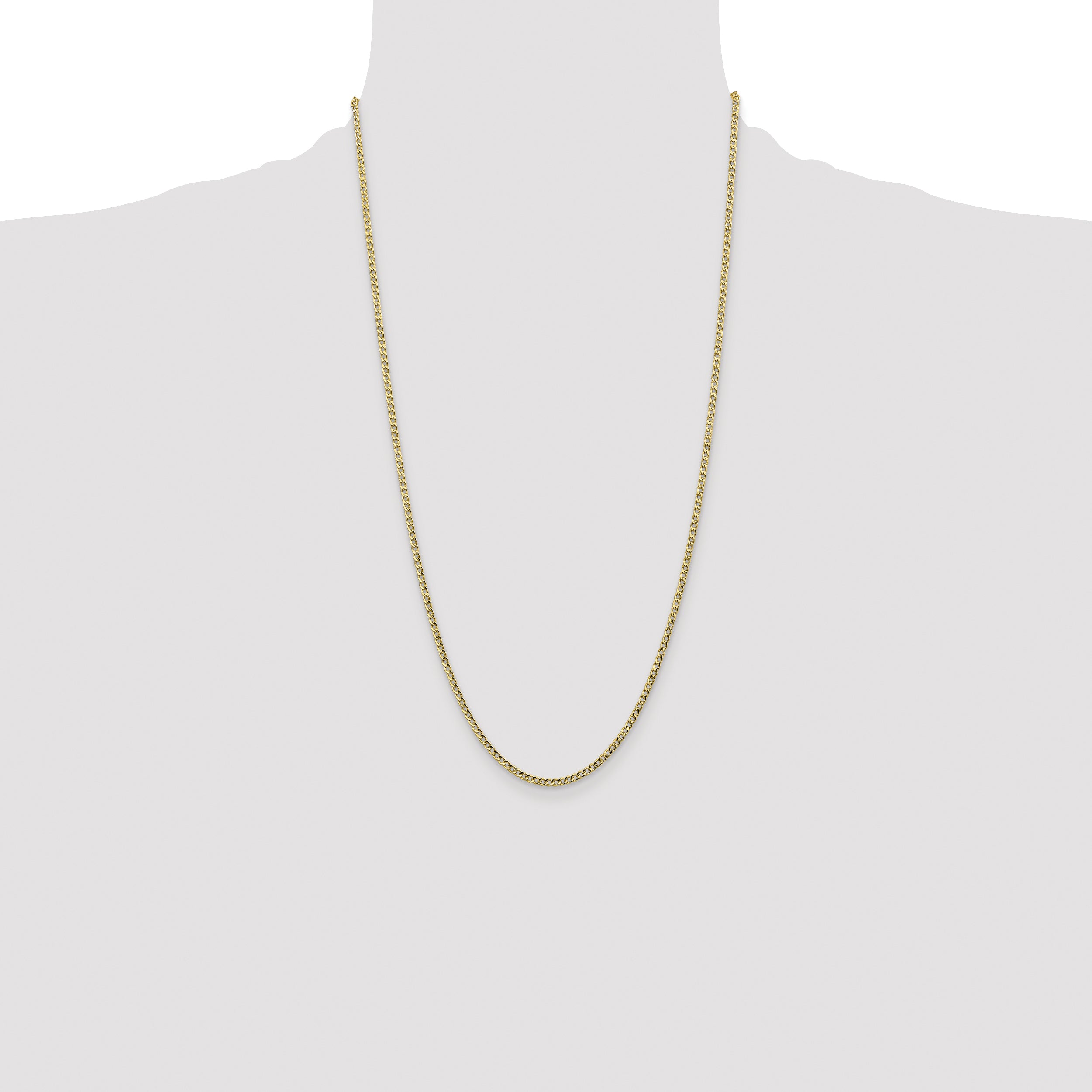 14k 2.5mm Semi-Solid Curb Chain