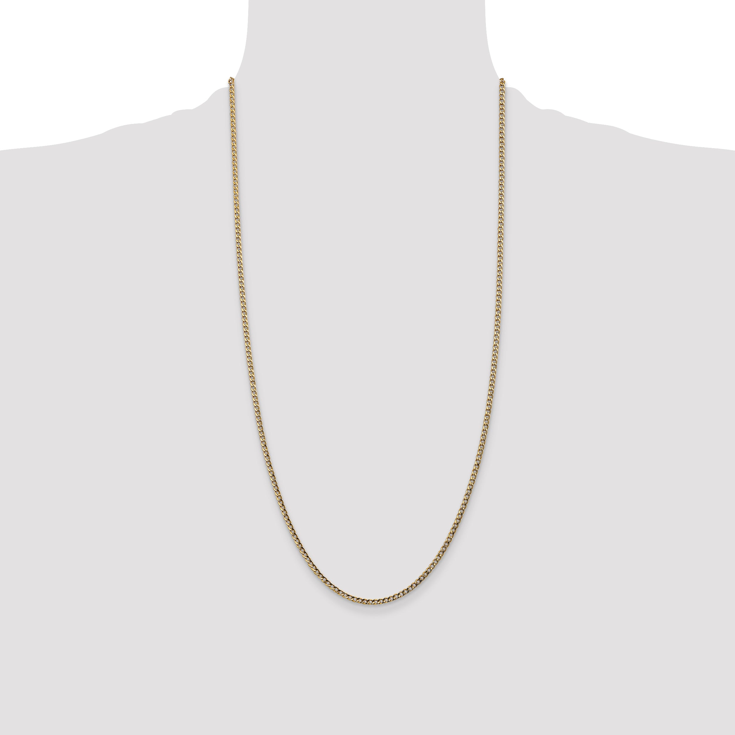 14k 2.5mm Semi-Solid Curb Chain