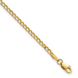 14k 2.5mm Semi-Solid Curb Chain Anklet