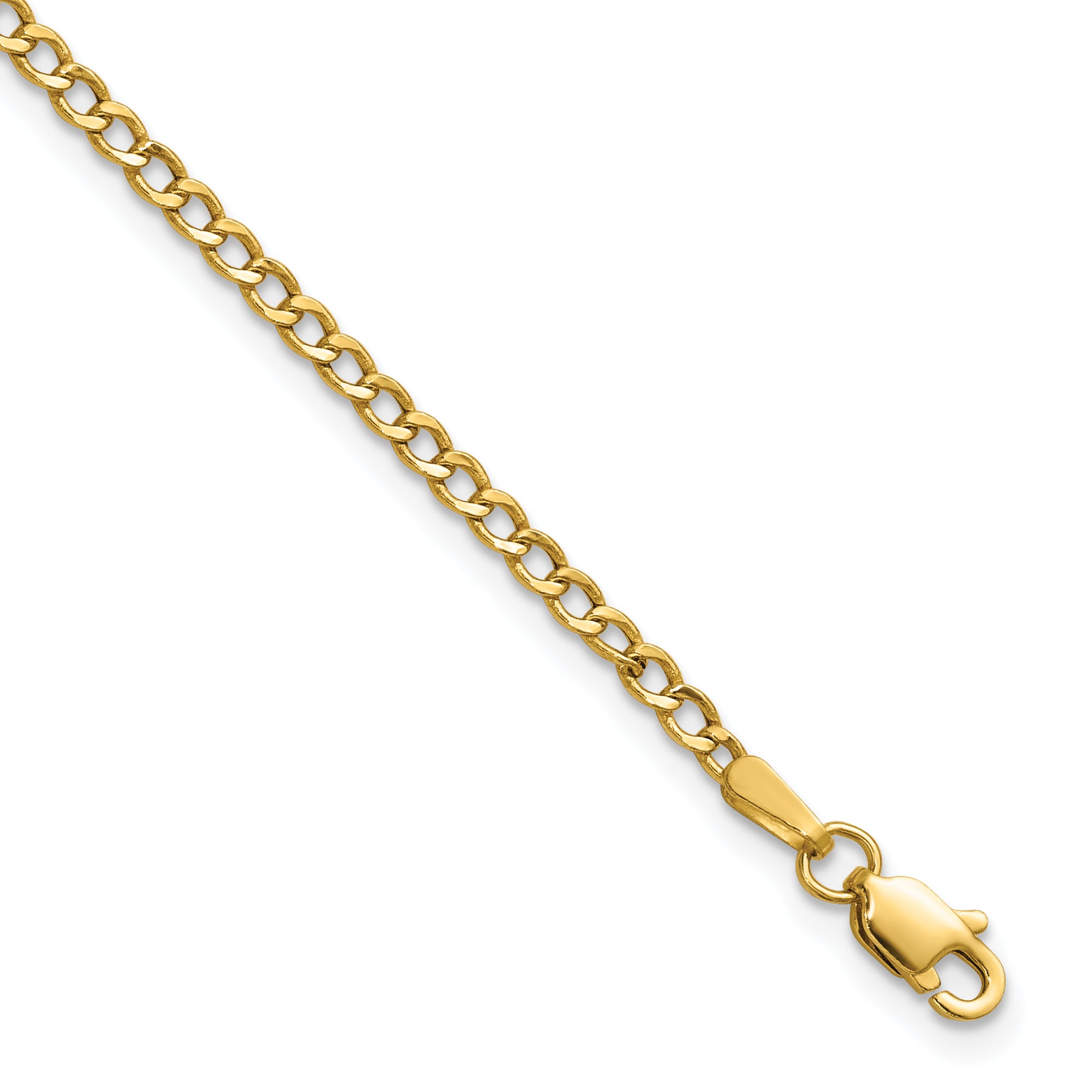 14k 2.5mm Semi-Solid Curb Chain Anklet